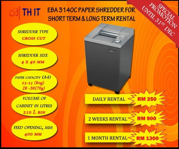 EBA 3140C PAPER SHREDDER Shredder Rental Selangor, Malaysia, Kuala Lumpur (KL), Shah Alam Supplier, Rental, Supply, Supplies | TH IT RESOURCE CENTRE SDN BHD
