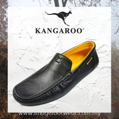 KANGAROO Full Leather Men Moccasin - KM-9738- BLACK Colour