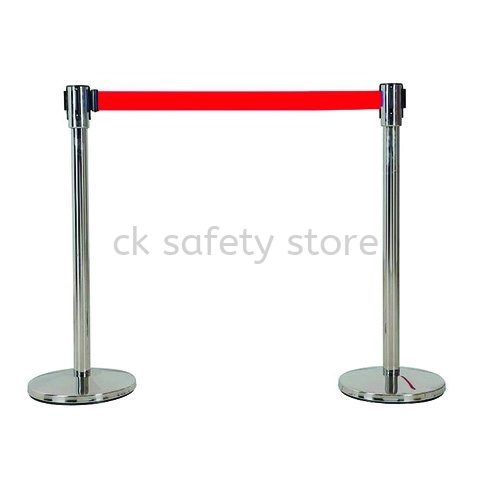 STEEL QUEUE POLE WITH RETRACTABLE BELT