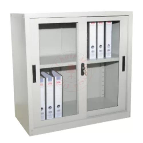 Steel Half Height Cupboard with Glass Sliding Door