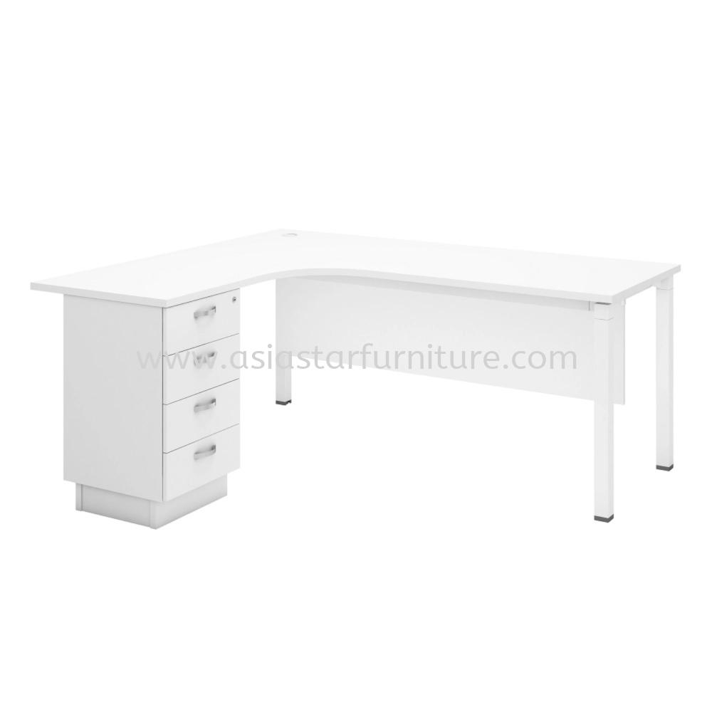 UTHILAH 6 FEET L-SHAPE OFFICE TABLE WITH FIXED PEDESTAL