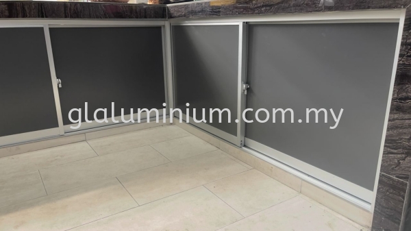 aluminium Cabinet sliding door + aluminium composite panels ( Grey) @Damai Baiduri  aluminiun Cabinet sliding door Selangor, Malaysia, Kuala Lumpur (KL), Cheras Supplier, Installation, Supply, Supplies | GL GLASS & ALUMINIUM TRADING