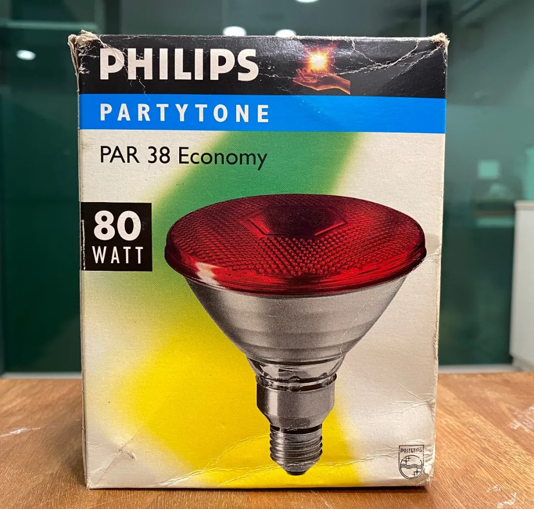 PHILIPS PARTYTONE 80W 230V PAR38 E27 FLOOD LIGHT BULB (RED)