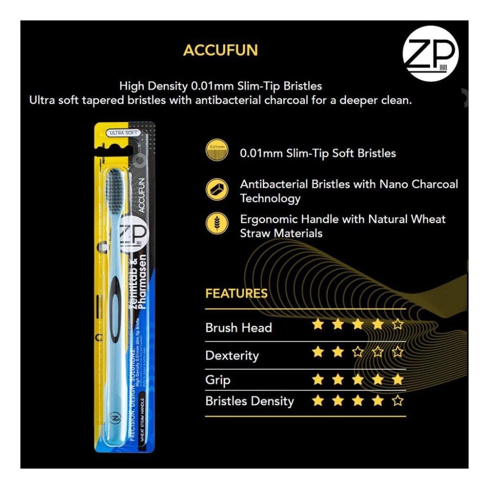 ZP Zennlab Pharmasen Toothbrush 3's - (0.01mm slim tip soft bristle) -Accufun