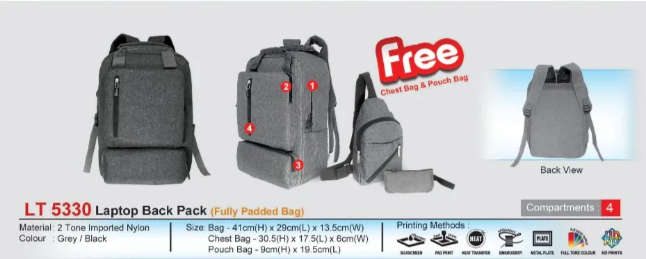 LT5330 Laptop Back Pack (Fully Padded Bag) (I)