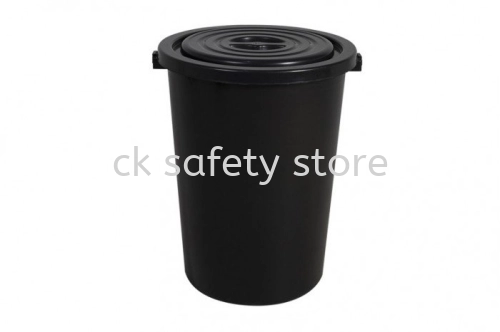 32 GALLON TRASH BIN-BLACK (WITH COVER)