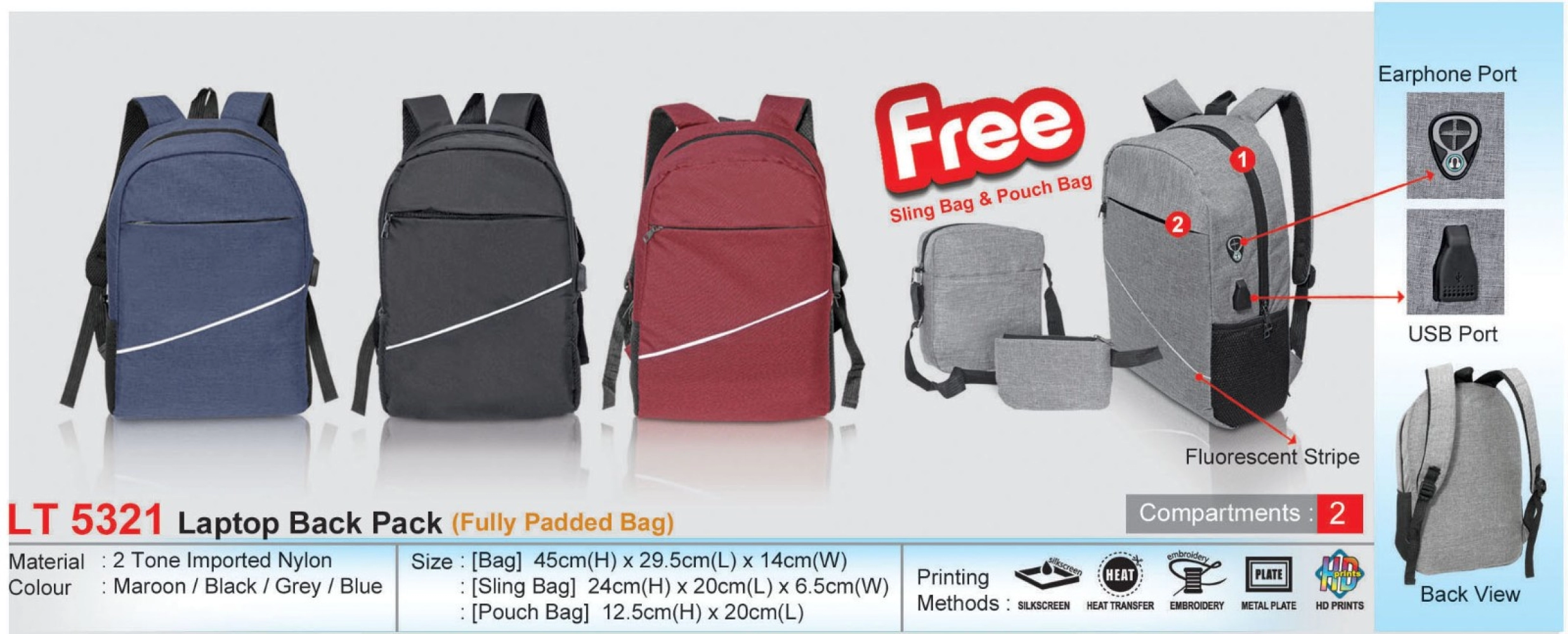 LT5321 Laptop Back Pack (Fully Padded Bag) (I)