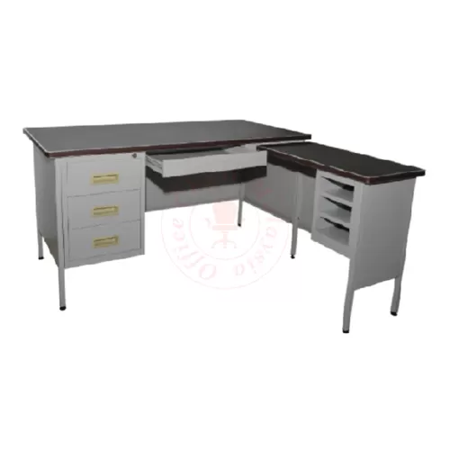 Steel L-Shape Pedestal Desk