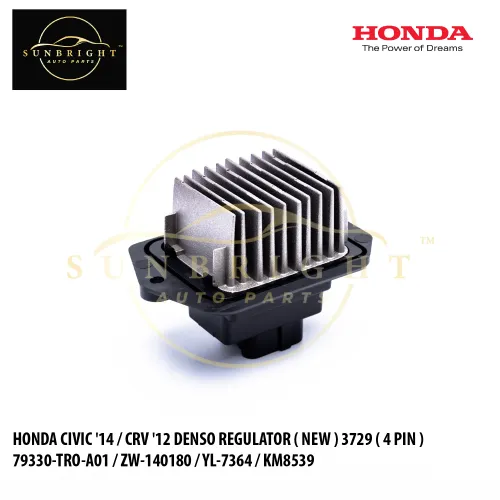 RESNDHCIV14 - HONDA CIVIC '14 TRO / CRV '12 T2A DENSO REGULATOR ( NEW ) 3729 ( 4 PIN ) 79330-TRO-A01 / ZW-140180 / YL-7364 / KM8539