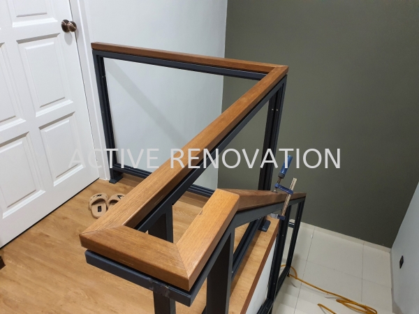 staircase handle solid wood with M/S Ironworks & Gate Design Interior & Exterior Design Muar, Johor, Malaysia Interior Decorator | ACTIVE RENOVATION CONTRACT