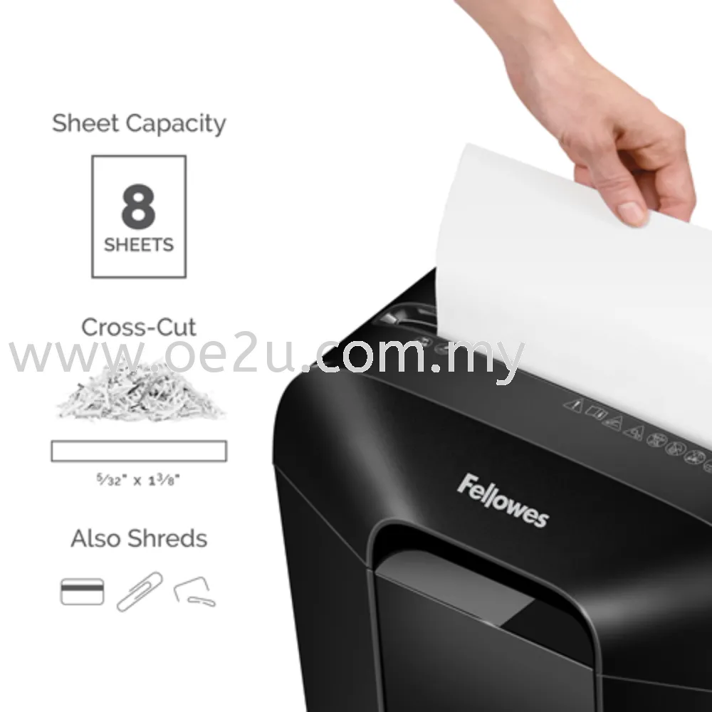 Fellowes LX45 Home/Small Office Cross-Cut Paper Shredder (Shred Capacity: 8 Sheets ; Cross Cut: 4x37mm ; Bin Capacity: 17 Liters)