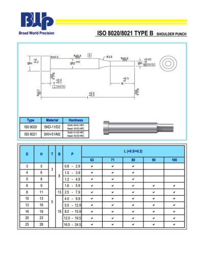 ISO 8020 8021 TYPE B SHOULDER PUNCH