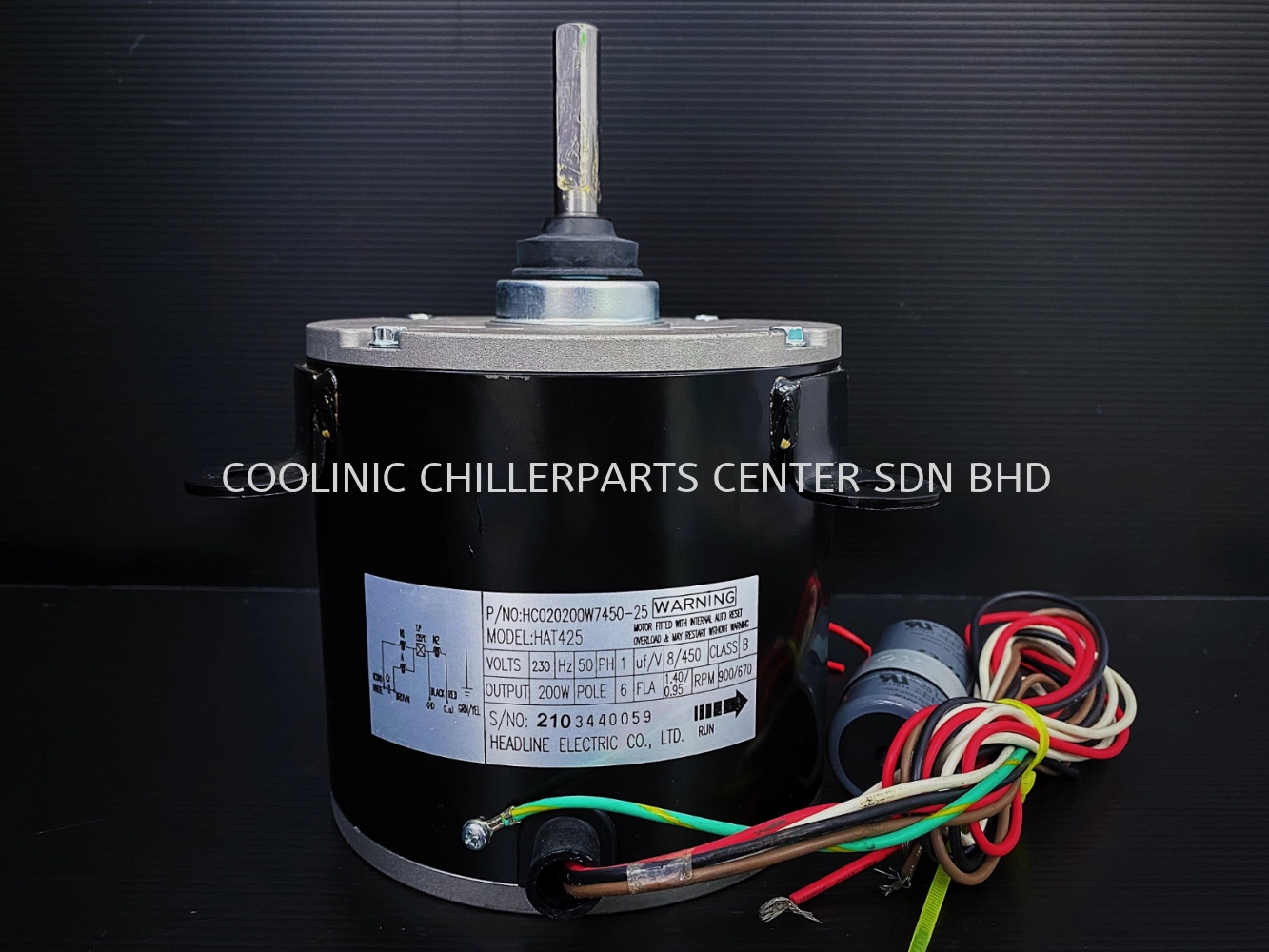 HC020200W7450-25 Fan Motor [HAT-425] 200W/900RPM/670RPM/6-POLE 230V-50HZ C/W Fan Capacitor S/S 38LC555-045