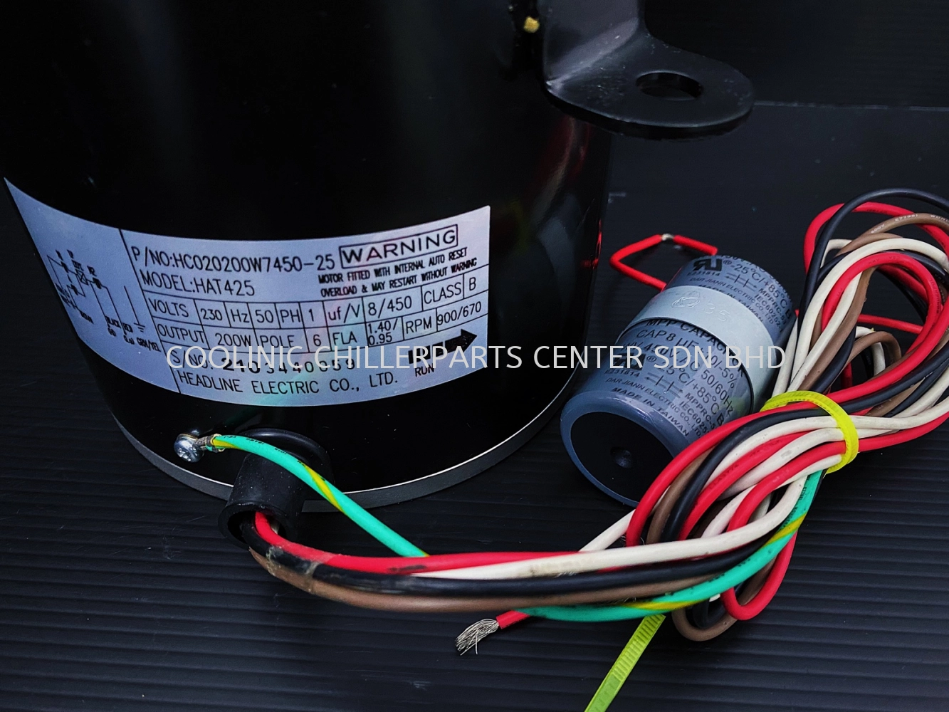 HC020200W7450-25 Fan Motor [HAT-425] 200W/900RPM/670RPM/6-POLE 230V-50HZ C/W Fan Capacitor S/S 38LC555-045