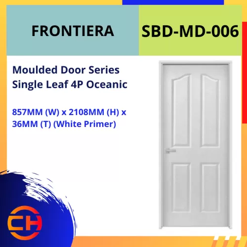 FRONTIERA MOULDED DOOR SERIES SINGLE LEAF 4P OCEANIC SBD-MD-006 [WHITE PRIMER]