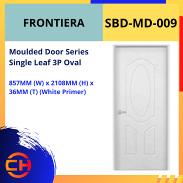 FRONTIERA MOULDED DOOR SERIES SINGLE LEAF 3P OVAL SBD-MD-009 [WHITE PRIMER]