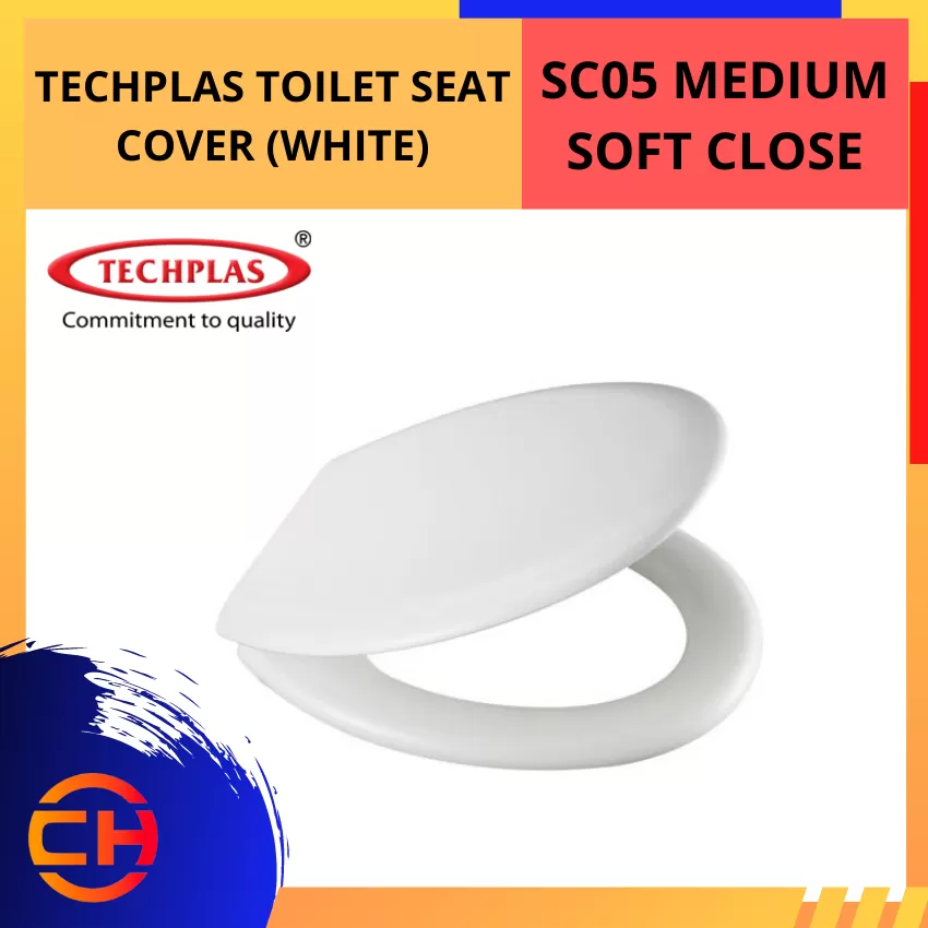 TECHPLAS TOILET SEAT COVER SC05 MEDIUM SOFT CLOSE [WHITE]