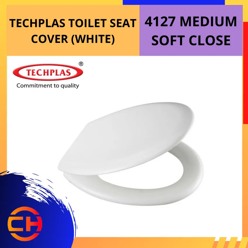 TECHPLAS TOILET SEAT COVER 4127 MEDIUM SOFT CLOSE [WHITE]