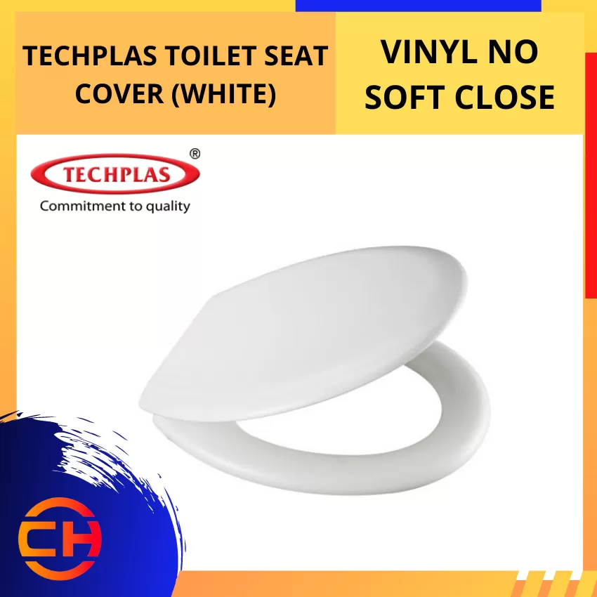TECHPLAS TOILET SEAT COVER VINYL NO SOFT CLOSE [WHITE]