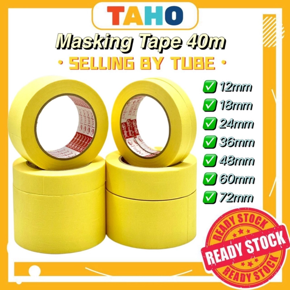 Masking Tape Yellow (40M)_12mm - 72mm || SELLING BY TUBE