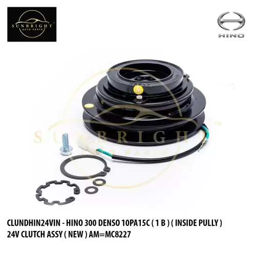 CLUNDHIN24VIN - HINO 300 DENSO 10PA15C ( 1 B ) ( INSIDE PULLY ) 24V CLUTCH ASSY ( NEW ) AM=MC8227