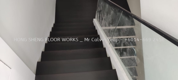 Balau wood staircase _ varnish with colour coating  (Black) Refurbishment Balau Wood Flooring Parquet Flooring Selangor, Malaysia, Kuala Lumpur (KL), Petaling Jaya (PJ) Supplier, Suppliers, Supply, Supplies | Hong Sheng Floor Works