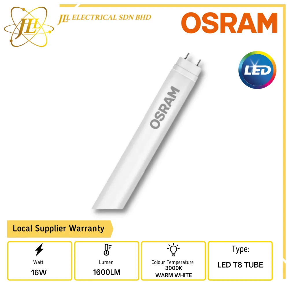 OSRAM ST8V 16W/830 1600LM 3000K WARM WHITE 4FEET LED T8 TUBE 