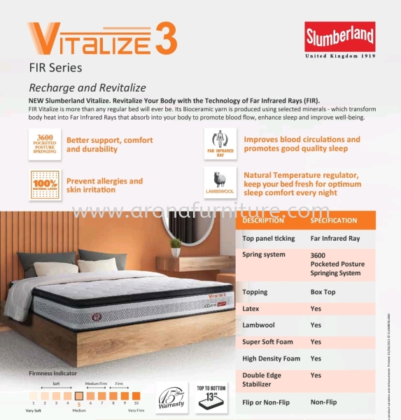 Slumberland Vitalize 3 Far Infrared Ray Series Slumberland Bed Store Johor Bahru (JB), Malaysia, Skudai Supplier, Suppliers, Supply, Supplies | Arona Furniture Sdn. Bhd.