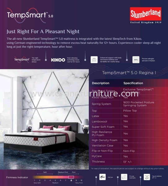 Tempsmart 5.0 Regina 1 TempSmart Series Slumberland Bed Store Johor Bahru (JB), Malaysia, Skudai Supplier, Suppliers, Supply, Supplies | Arona Furniture Sdn. Bhd.
