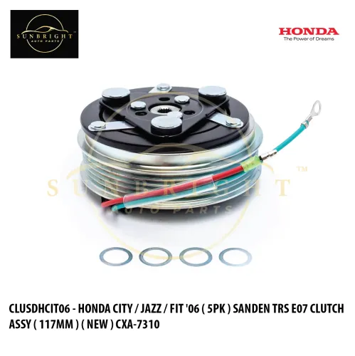 CLUSDHCIT06 - HONDA CITY / JAZZ / FIT '06 ( 5PK ) SANDEN TRS E07 CLUTCH ASSY ( 117MM ) ( NEW ) CXA-7310