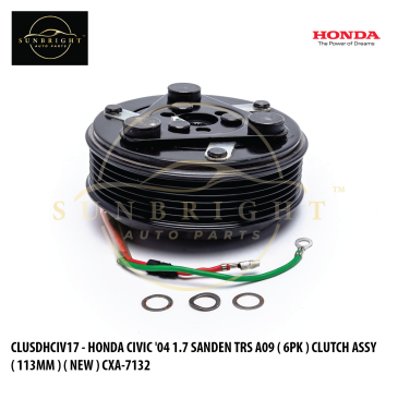 CLUSDHCIV17 - HONDA CIVIC '04 1.7 SANDEN TRS A09 ( 6PK ) CLUTCH ASSY ( 113MM ) ( NEW ) CXA-7132