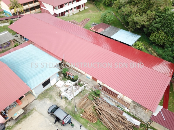 JKR Spec Lightweight roof truss & PU Foam Roof Covering JKR Spec Lightweight roof truss & PU Foam Roof Covering at SMK (F) SERI SENDAYAN Melaka, Malaysia Services | FS STEEL CONSTRUCTION SDN BHD