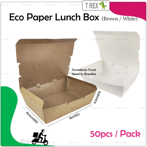 50pcs T Rex Eco Disposable Paper Lunch Box