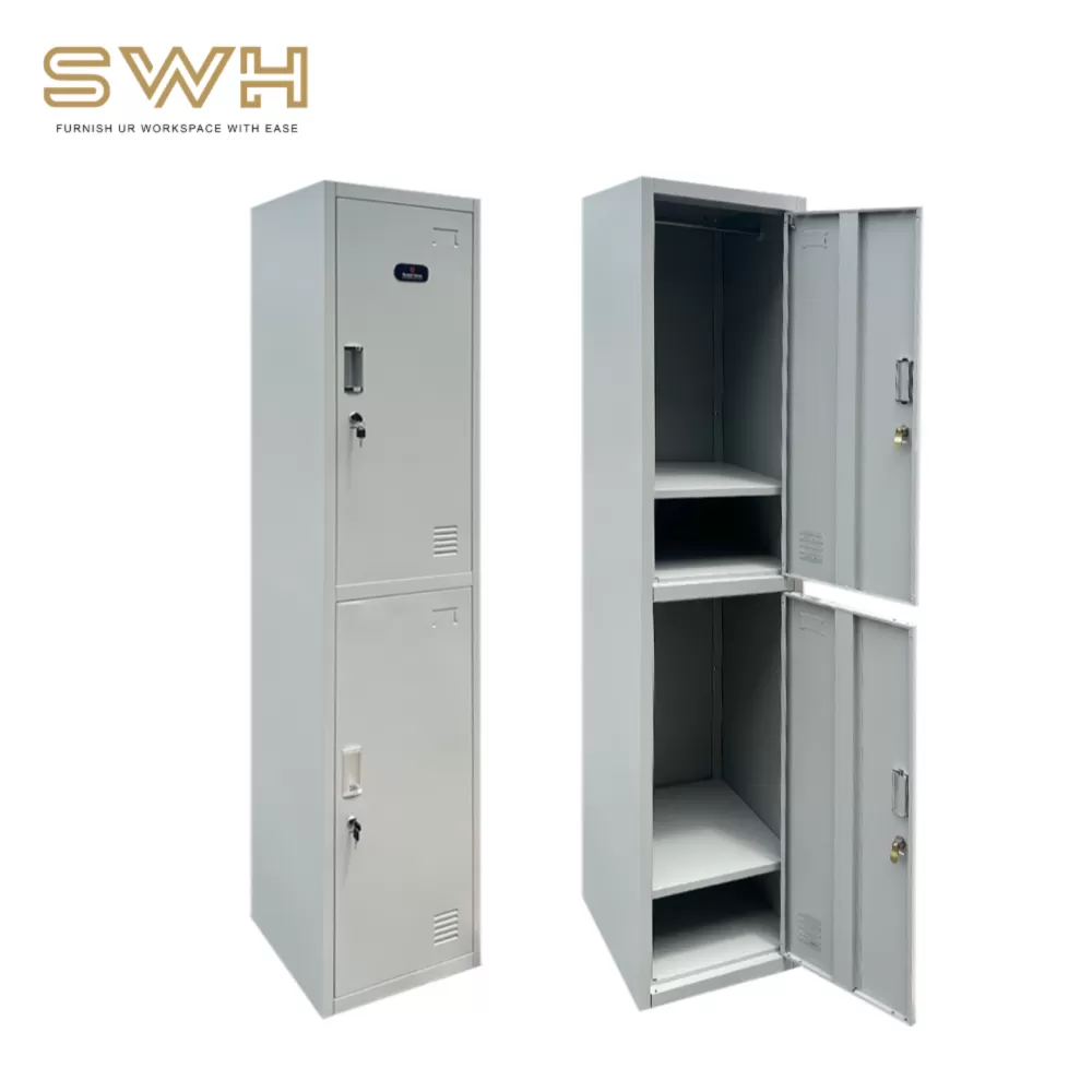 2 Compartment Heavy Duty Steel Metal Locker Loker Besi Asrama Sekolah Kilang Cabinet Askar GOverment Approve - Penang Metal Locker Supplier