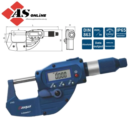 DASQUA IP65 Water Proof Digital Quick-Move Micrometer With Wireless System / Model: 4610-3120