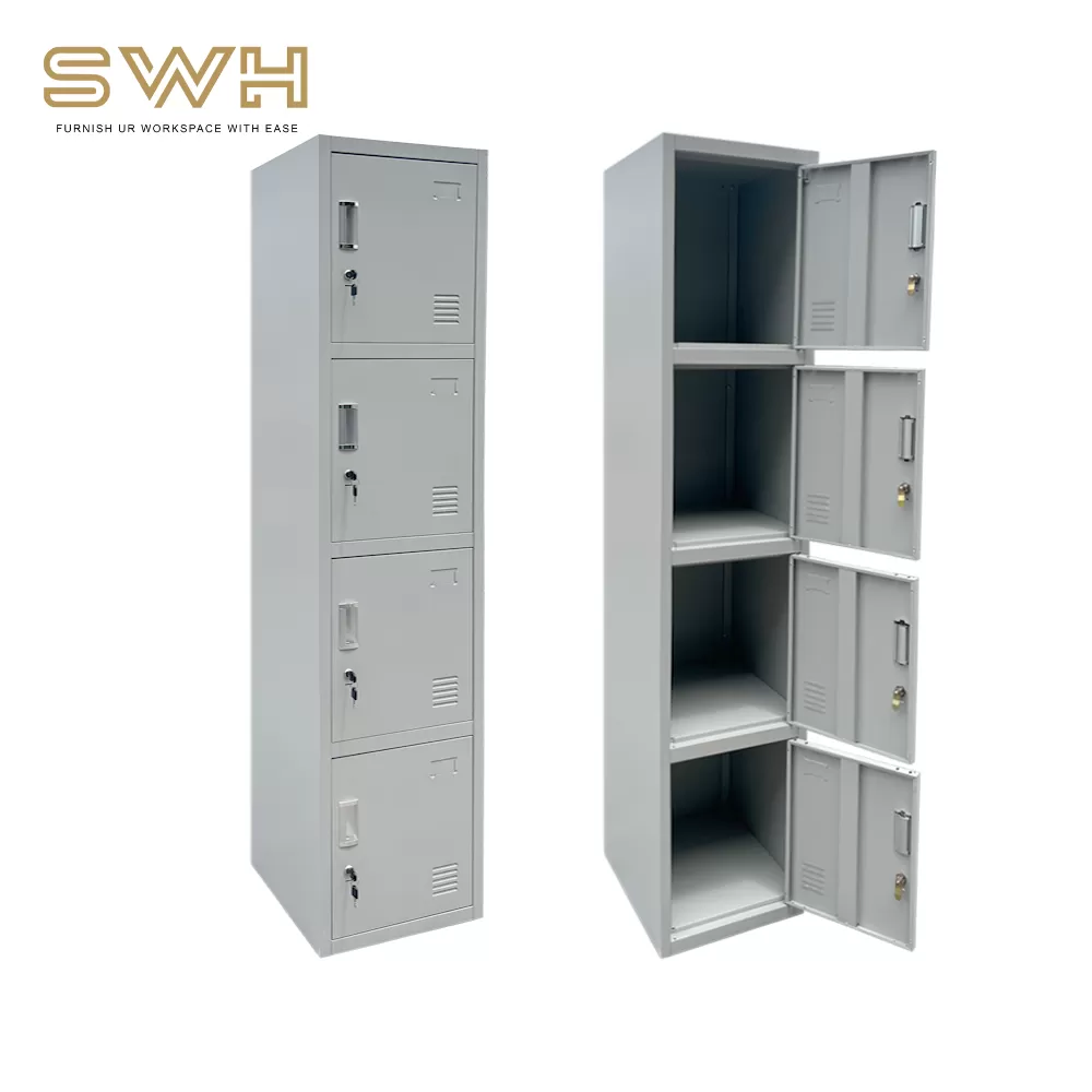Locker Metal Heavy Duty 4 compartment besi Asrama Sekolah Kilang Cabinet Askar GOverment Approve - Penang Metal Locker Supplier