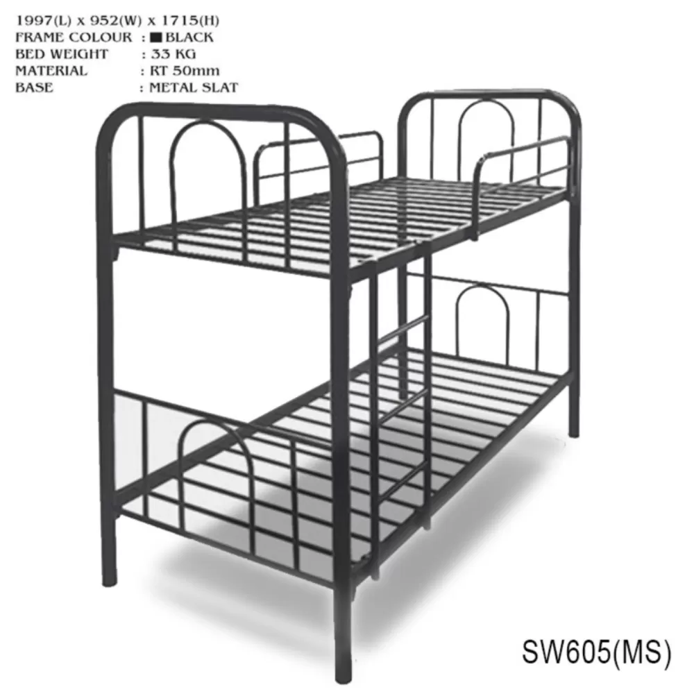 Double Decker Metal Bedframe Heavy Duty For School College Asrama Pekerja 