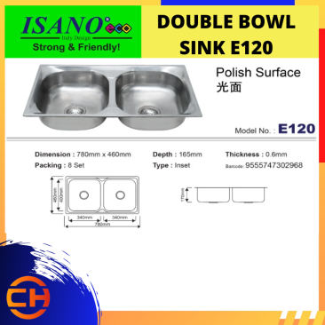 E120 ISANO ECO DOUBLE BOWL SINK