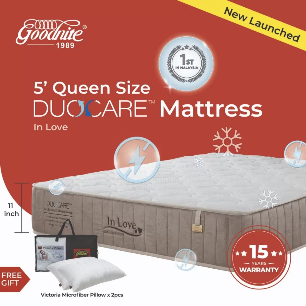 Goodnite Love Series 3 DuoCare Statfree Anti Static + IceSleep Cooling In Love 3 Zone Pocket Spring Mattress (11 Inch) + Eco Foam Latex 3 Zone Pocket Spring Mattress