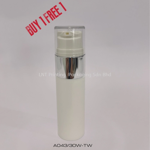 30ml White Airless Bottle With Silver Ring 