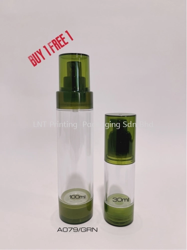 100ml/30ml Clear Airless Bottle + Green Cap 