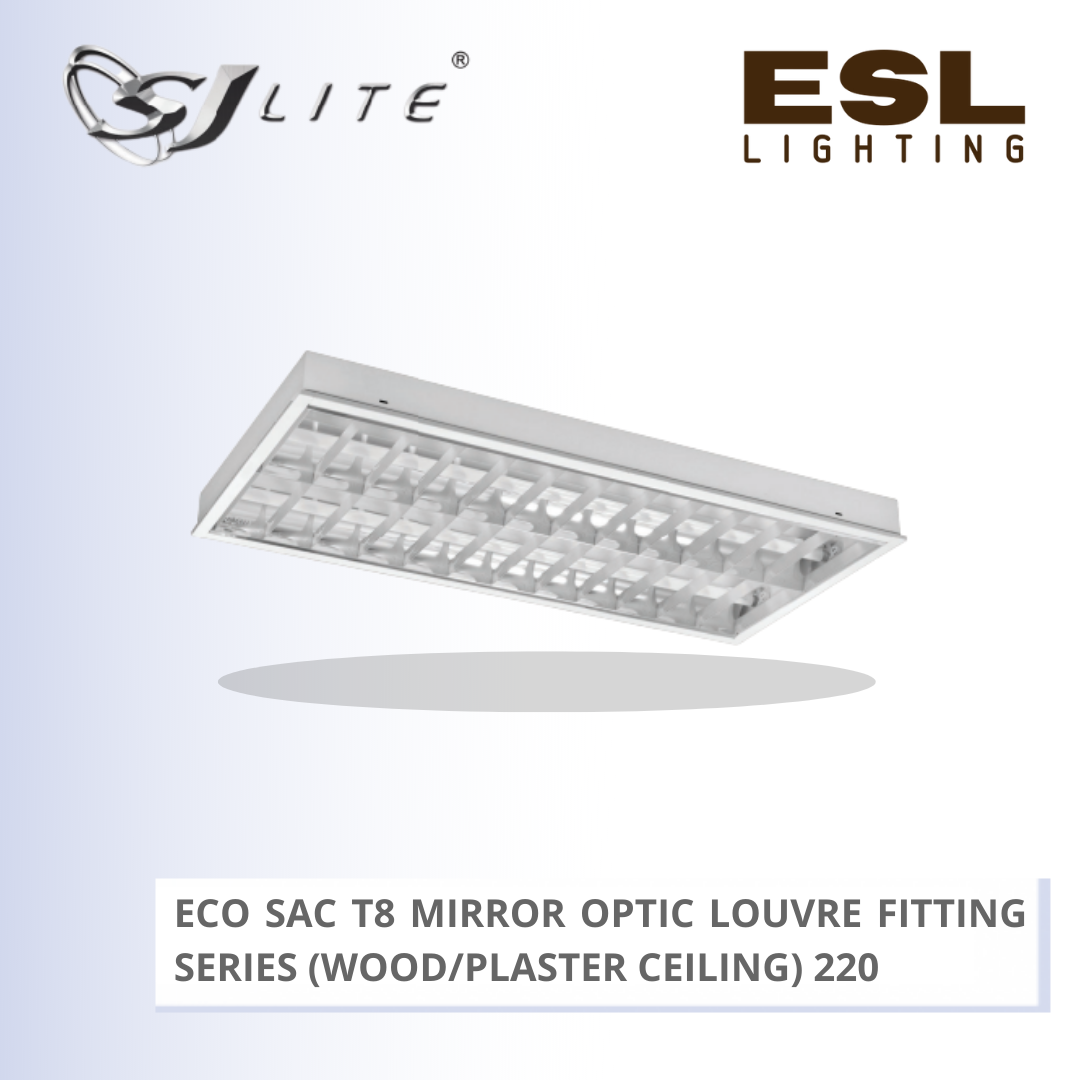 SJLITE ECO SAC T8 MIRROR OPTIC LOUVRE FITTING 220 SERIES (WOOD/PLASTER CEILING) ECO SAC 2A 220/W MOL