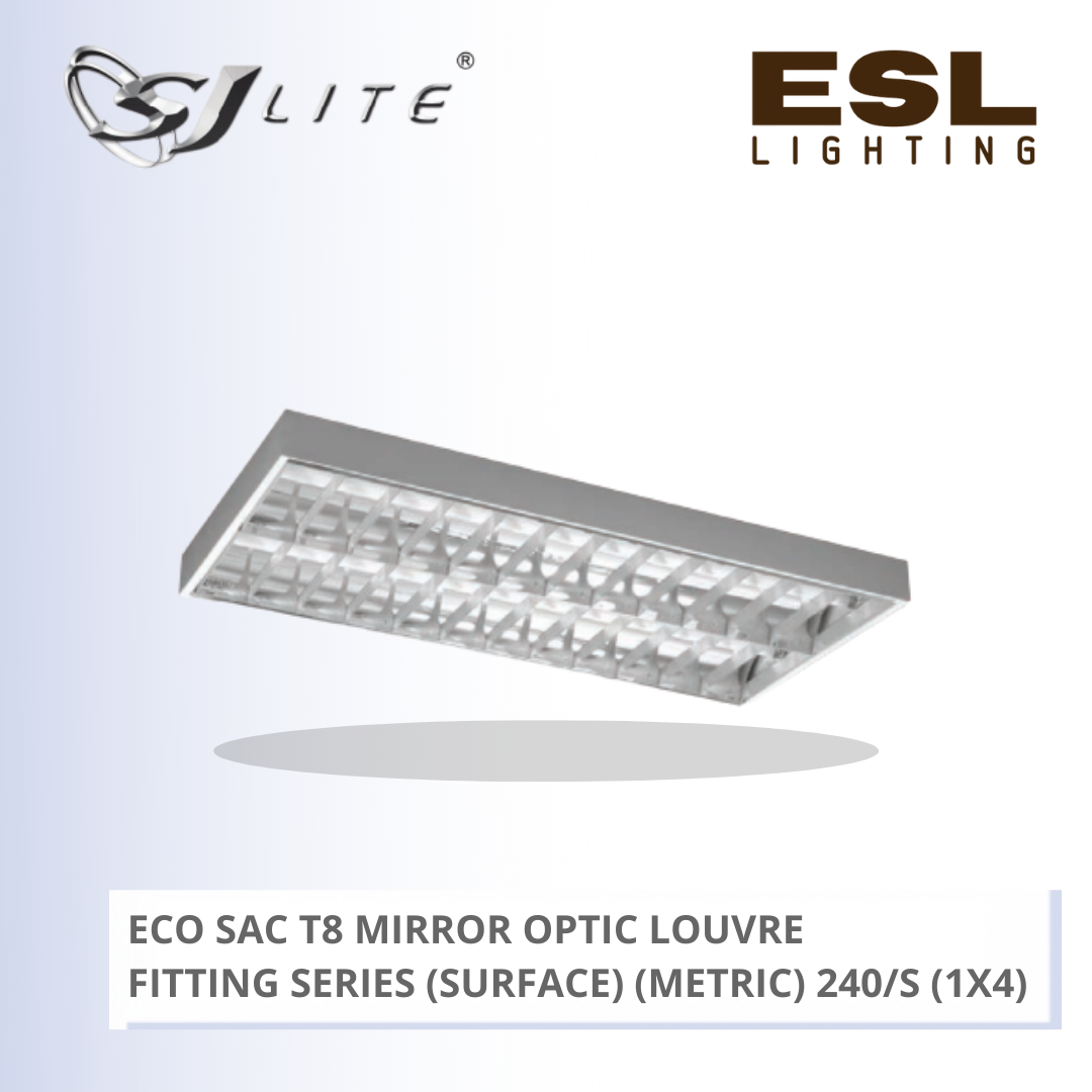 SJLITE ECO SAC T8 MIRROR OPTIC LOUVRE FITTING 240 SERIES (SURFACE) (METRIC) ECO SAC 2C 240/S MM MOL 