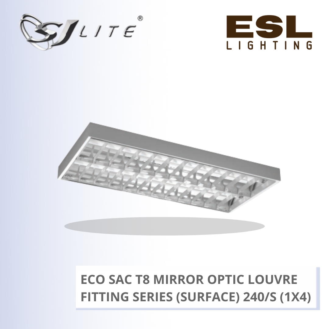 SJLITE ECO SAC T8 MIRROR OPTIC LOUVRE FITTING 240 (1X4) SERIES (SURFACE) ECO SAC 2C 240/S MOL (1X4)