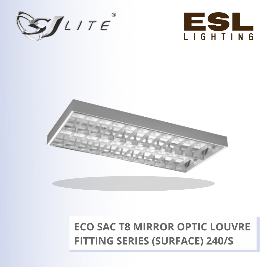 SJLITE ECO SAC T8 MIRROR OPTIC LOUVRE FITTING 240 SERIES (SURFACE) ECO SAC 2C 240/S MOL