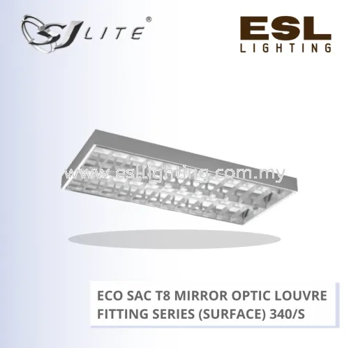 SJLITE ECO SAC T8 MIRROR OPTIC LOUVRE FITTING 340 SERIES (SURFACE) ECO SAC 3C 340/S MOL