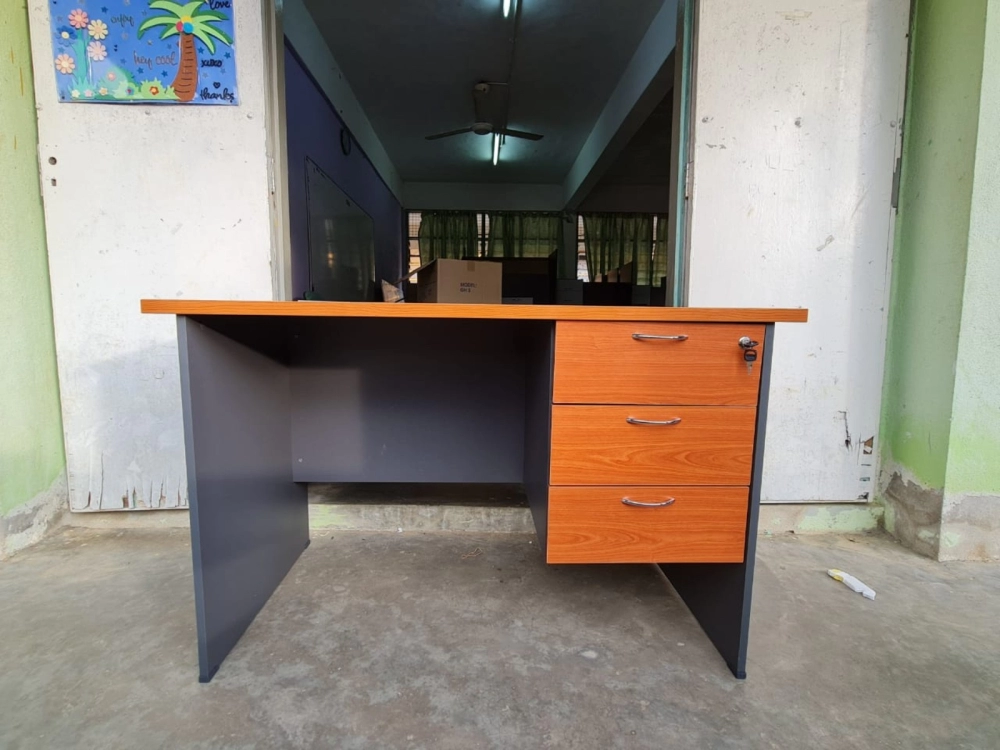 Curve Front Office Table with Mobile Pedestal & Sliding Cabinet Set | Office Table Penang