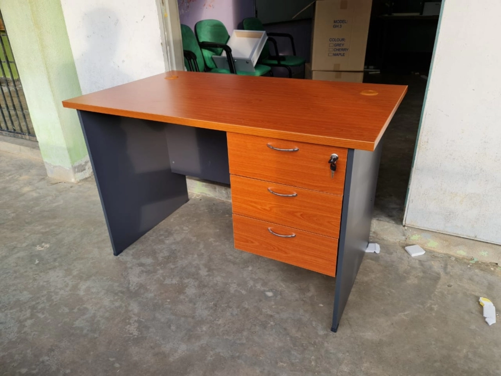 Curve Front Office Table with Mobile Pedestal & Sliding Cabinet Set | Office Table Penang