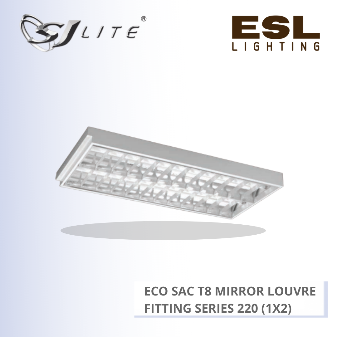 SJLITE ECO SAC T8 MIRROR LOUVRE FITTING 220 (1x2) SERIES ECO SAC 2A 220 MOL (1X2)