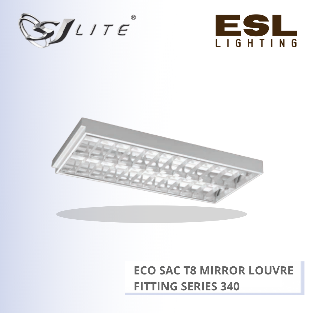 SJLITE ECO SAC T8 MIRROR LOUVRE FITTING 340 SERIES ECO SAC 3C 340 MOL